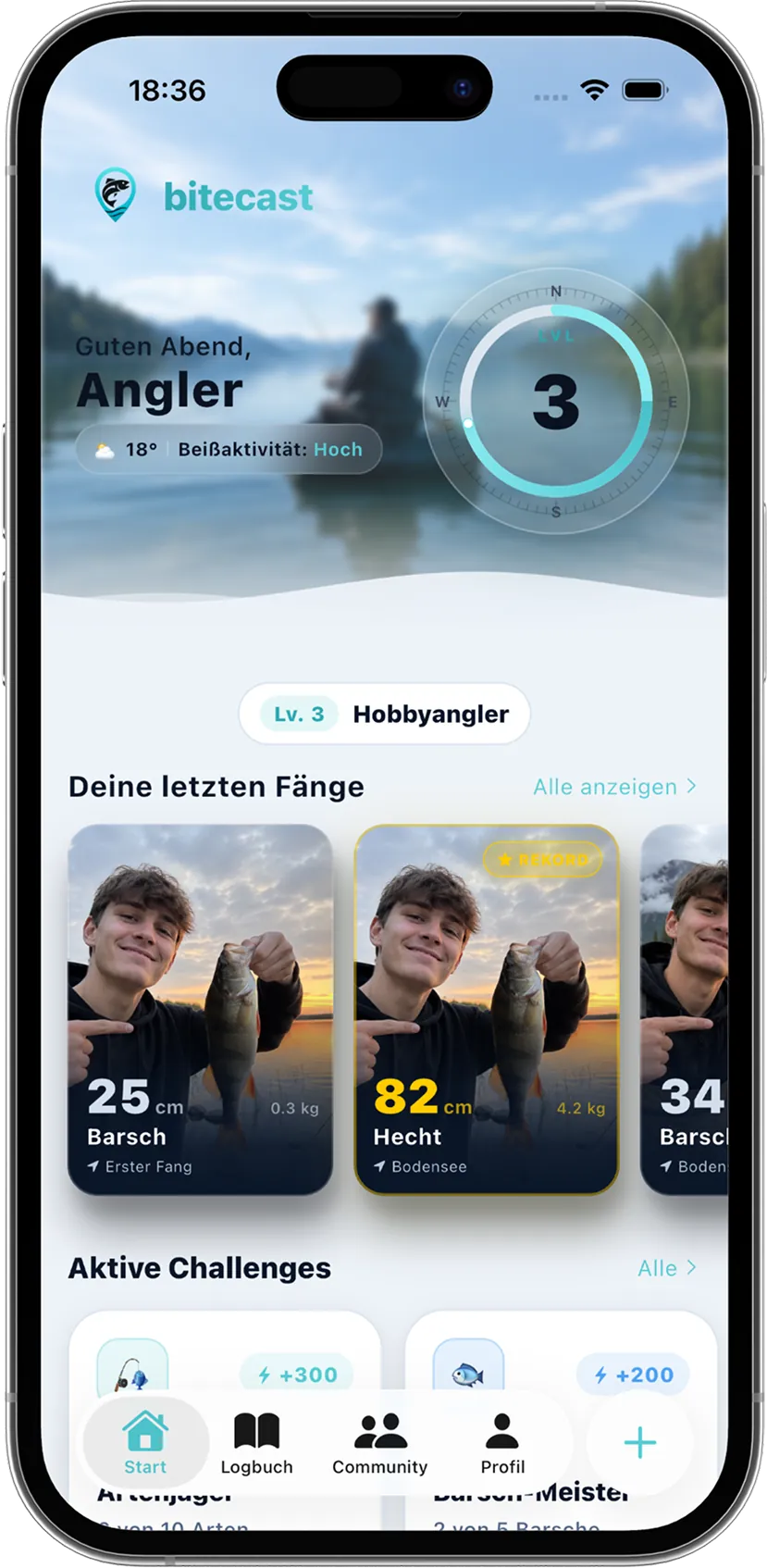 BiteCast home screen